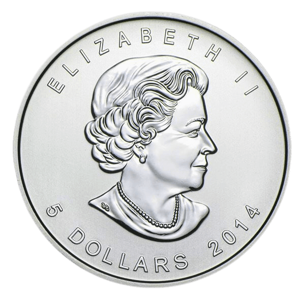 Canadian Bald Eagle silver coin obverse design featuring Queen Elizabeth II